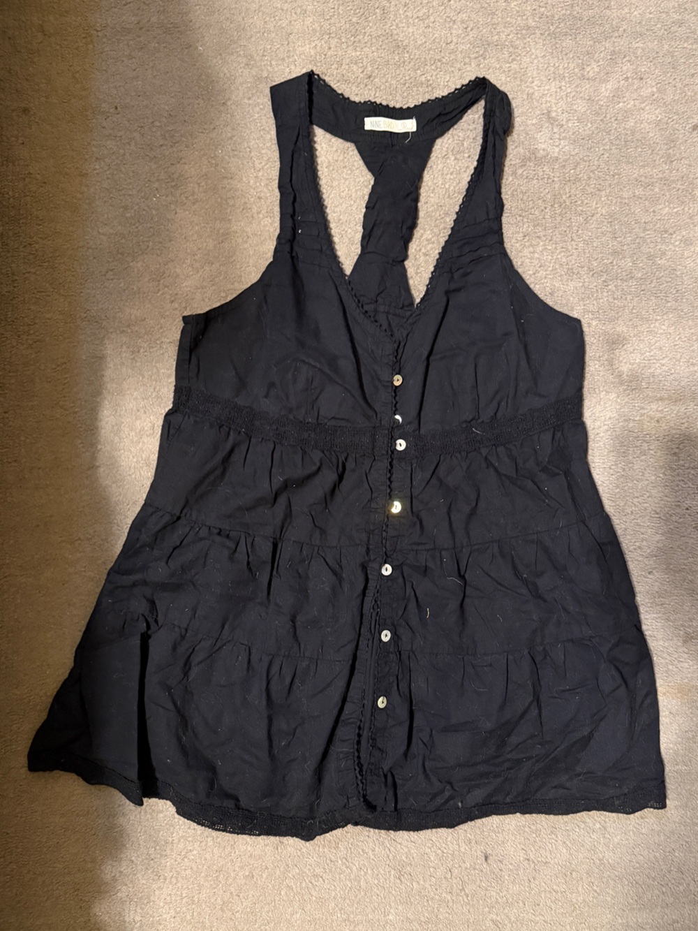 Nine Bird Boho Tiered Lace Trim Tank NWOT Large
